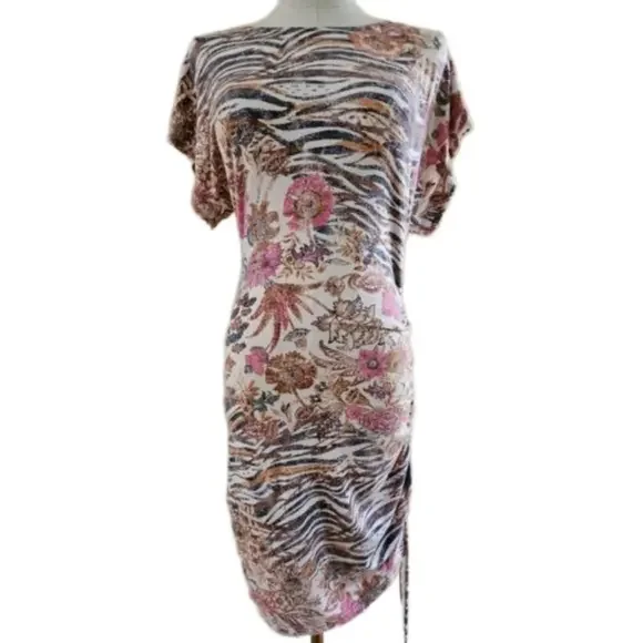 NWT Anthropologie Daily Practice Floral Stretch Ruched Mini Dress-Size XSmall - Picture 7 of 8